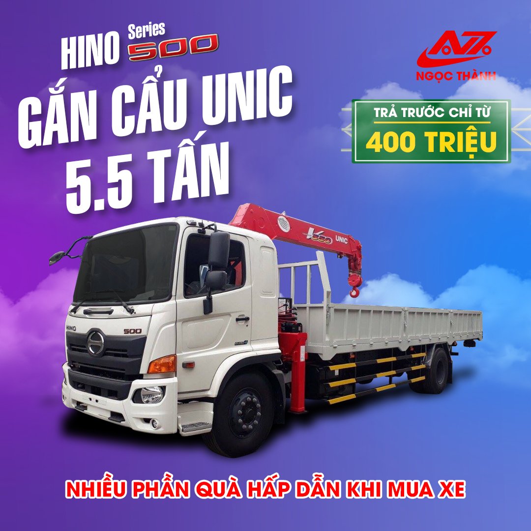 xe tai hino gắn cẩu Unic 